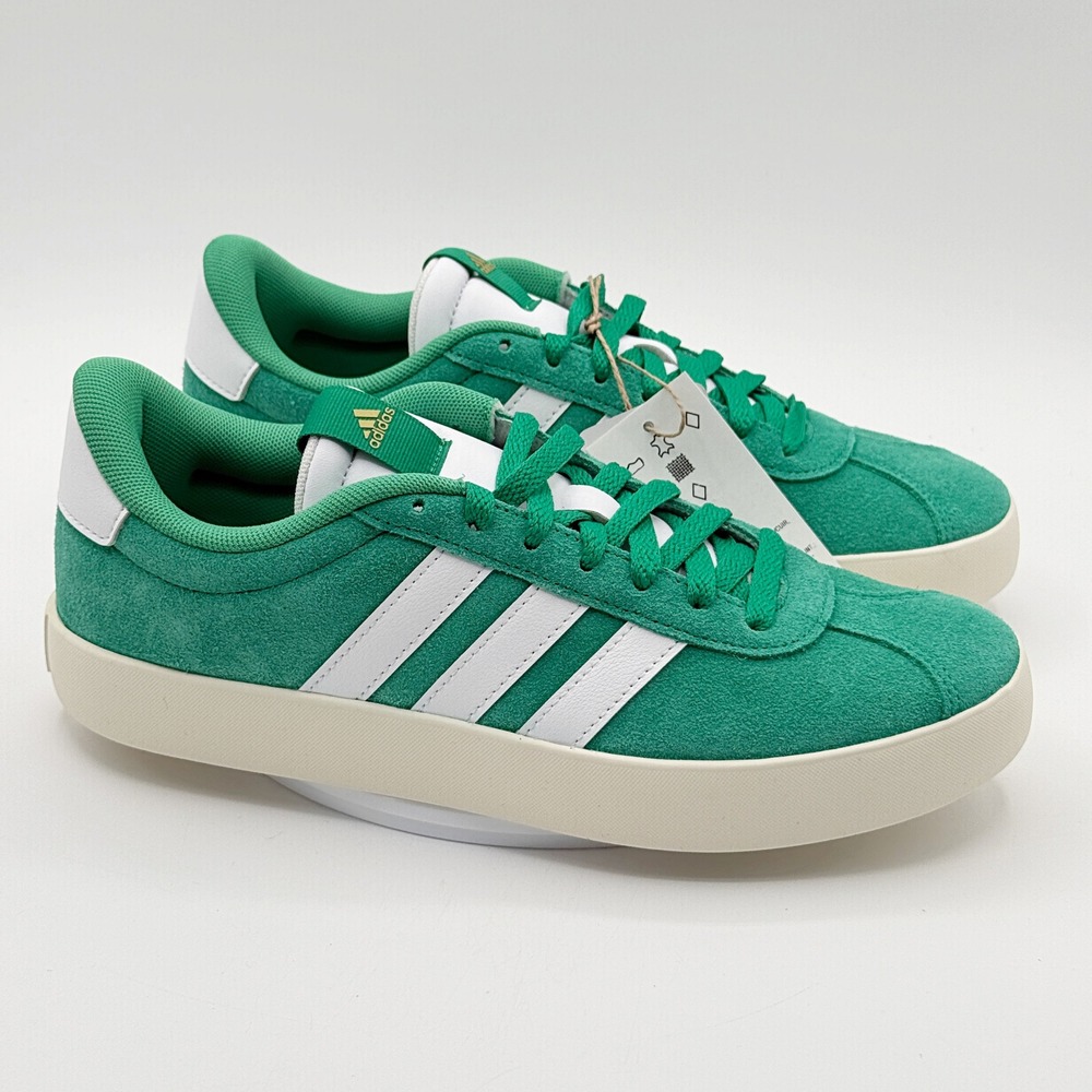Adidas Vl Court 3.0 Sneakers / Size 7 Womens / Green White Suede JP5324, NEW